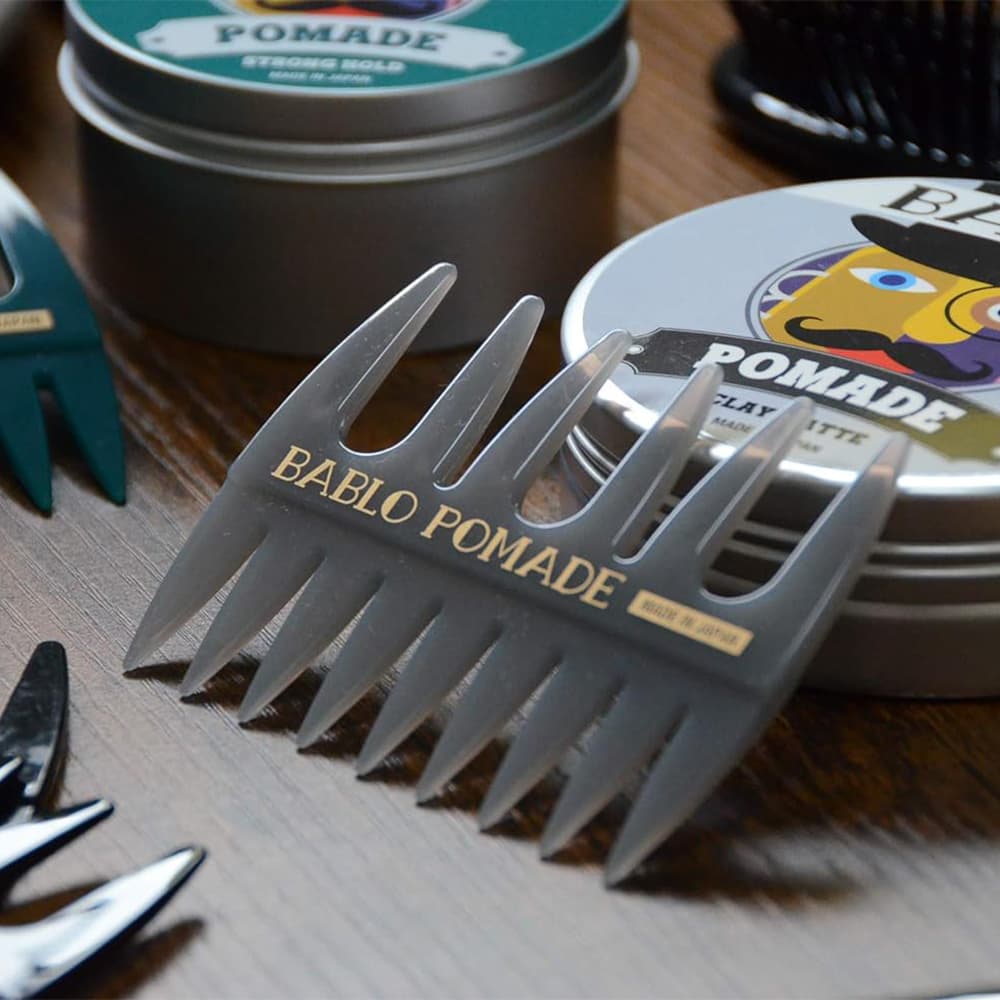 BABLO POMADE バブロポマード ストロング ホールド 130g + メッシュコーム櫛(グレー)セット
