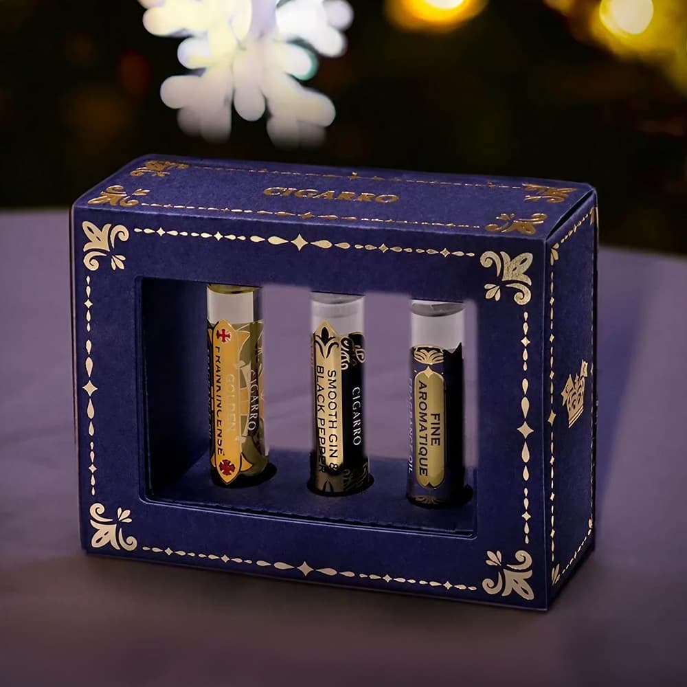 CIGARRO シガーロ フレグランスオイル ロールオンタイプ ギフトセット (ゴールデンフランキンセンス・ファインアロマティック・スムースジン&ブラックペッパー) 8mL×3本