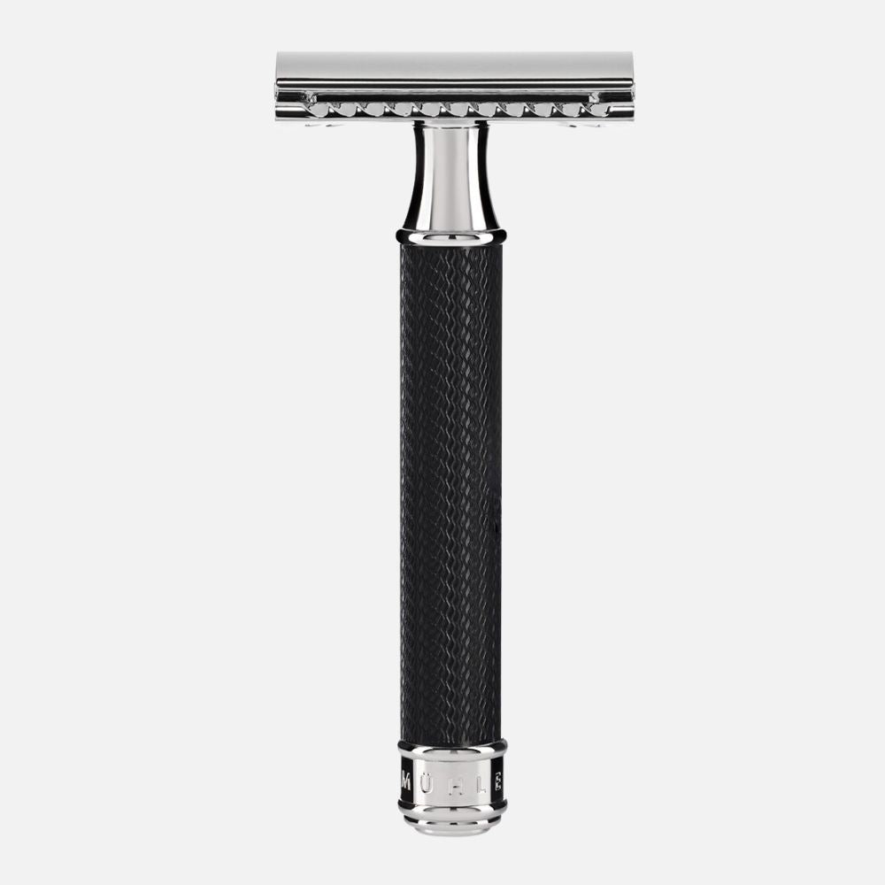 ミューレ クラシックレイザー(両刃カミソリ)スタンド付セット/クローズドコム・メタルブラック 替刃一枚付属 (R89BLACKSET)