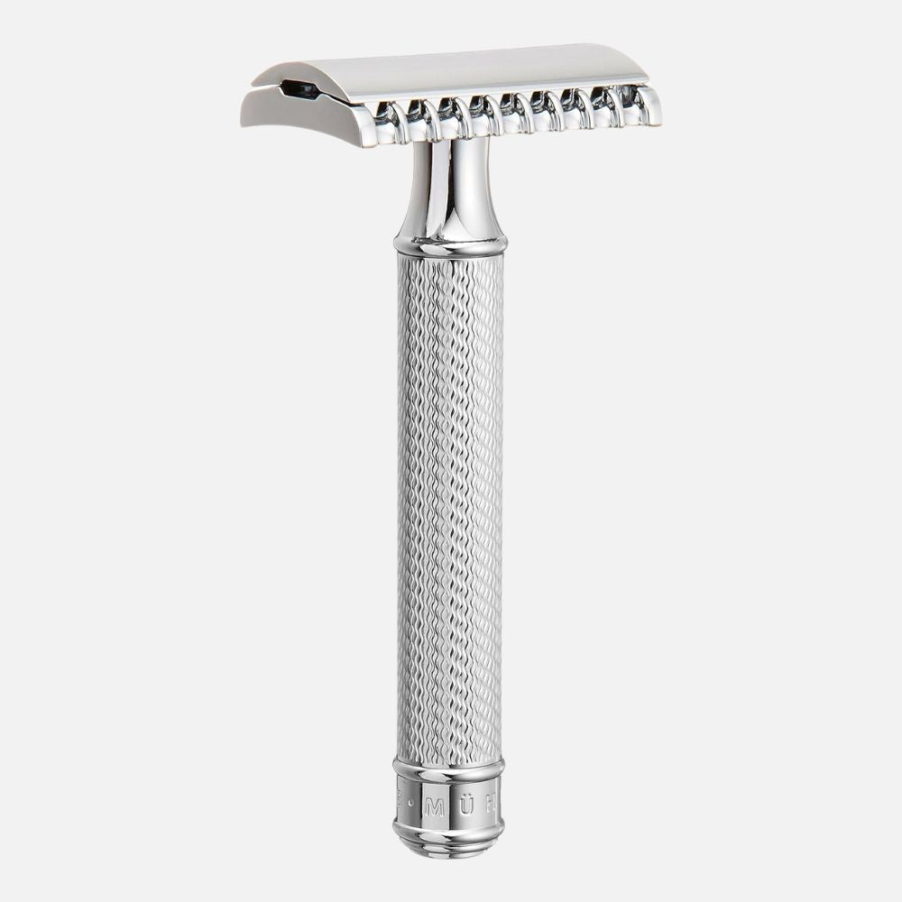 ミューレ クラシックレイザー(両刃カミソリ)スタンド付セット/オープンコム・メタル 替刃一枚付属 (R41SET)