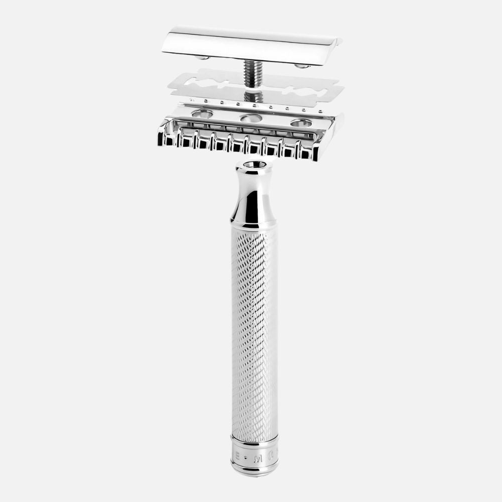 ミューレ クラシックレイザー(両刃カミソリ)スタンド付セット/オープンコム・メタル 替刃一枚付属 (R41SET)