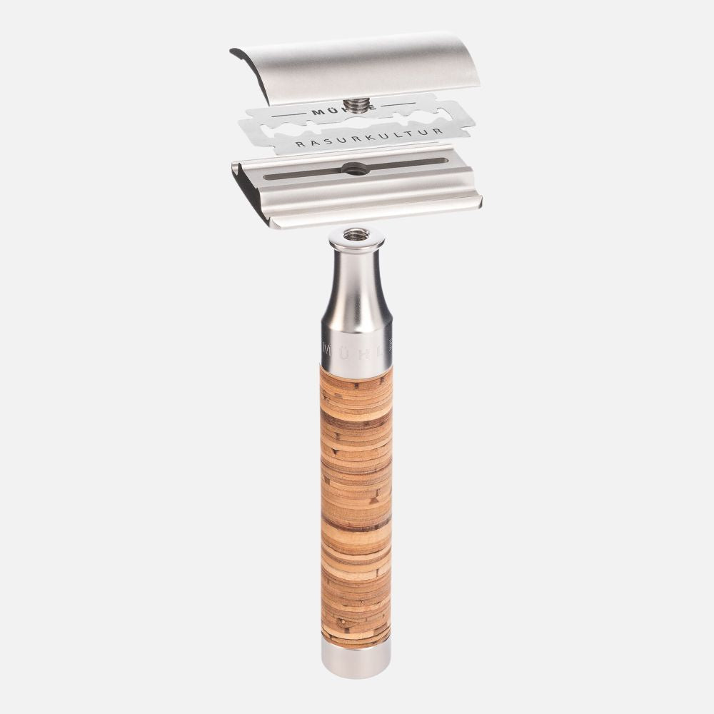 ミューレ ROCCA レイザー(両刃カミソリ)/ステンレススチール・バーチバーク 替刃一枚付属 (R95)