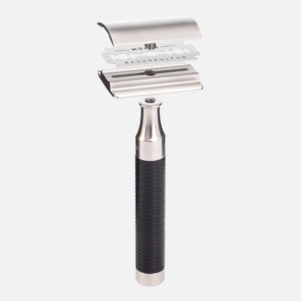 ミューレ ROCCA レイザー(両刃カミソリ)/ステンレススチール・ブラック 替刃一枚付属 (R96)