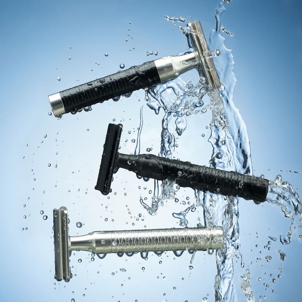 ミューレ ROCCA レイザー(両刃カミソリ)/ステンレススチール・ジェットブラック 替刃一枚付属 (R96JET)