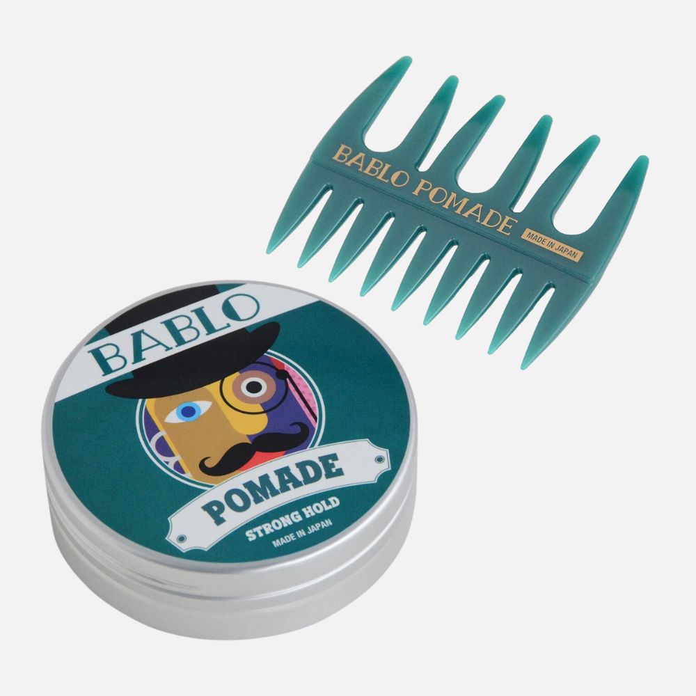 BABLO POMADE バブロポマード ストロング ホールド 130g + メッシュコーム櫛(クラシックグリーン)セット