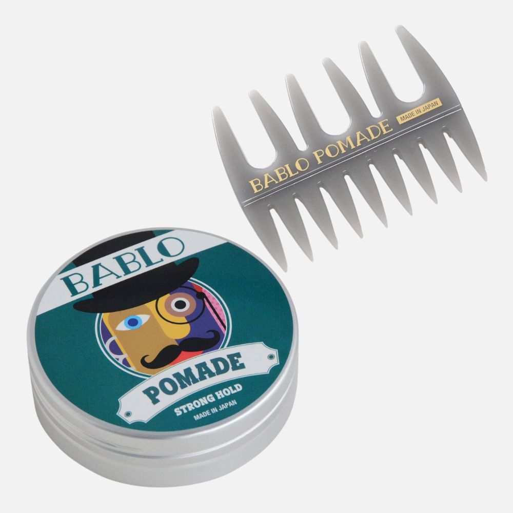 BABLO POMADE バブロポマード ストロング ホールド 130g + メッシュコーム櫛(グレー)セット